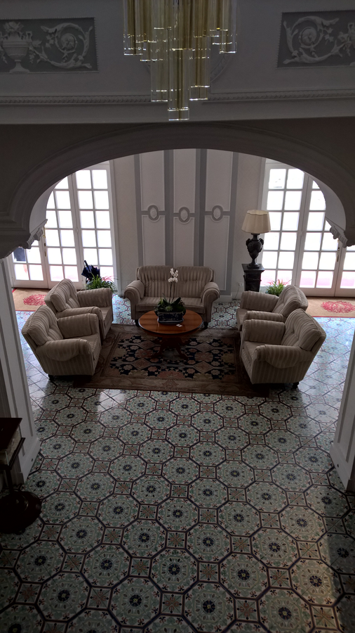 Fancy grande hotel lobby Southern Italy, Sorrento, Amalfi, Naples bay