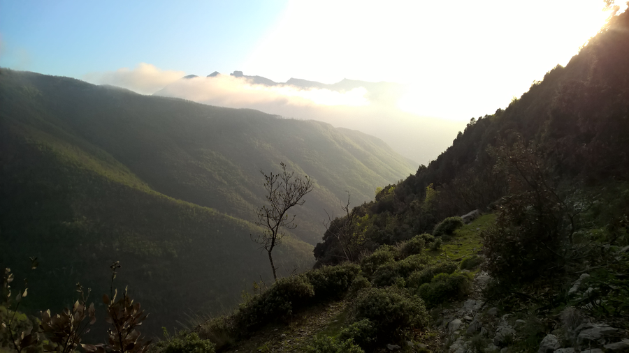 Sunset view hiking trail, Southern Italy, Sorrento, Amalfi, Naples bay