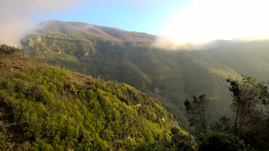 Sunset view hiking trail, Southern Italy, Sorrento, Amalfi, Naples bay