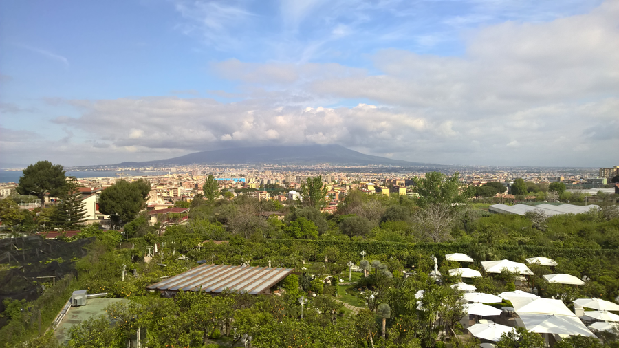 Fancy hotel, sunny day, blue skies, romantic, views, Vesuvio volcano, paradise, Southern Italy, Sorrento, Amalfi, Naples bay