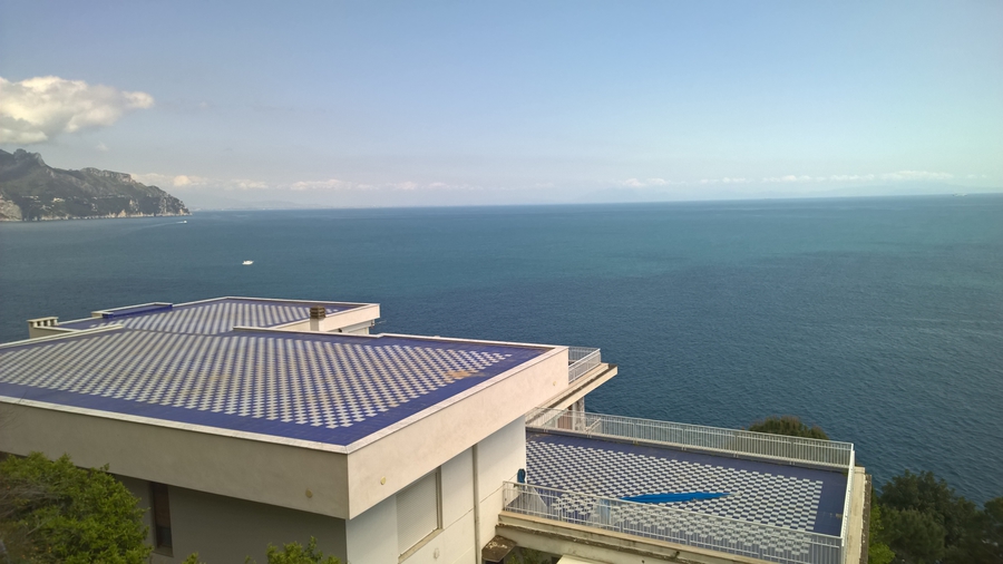Amalfi unique chess pattern roof, Italy, spring, Amalfi coast