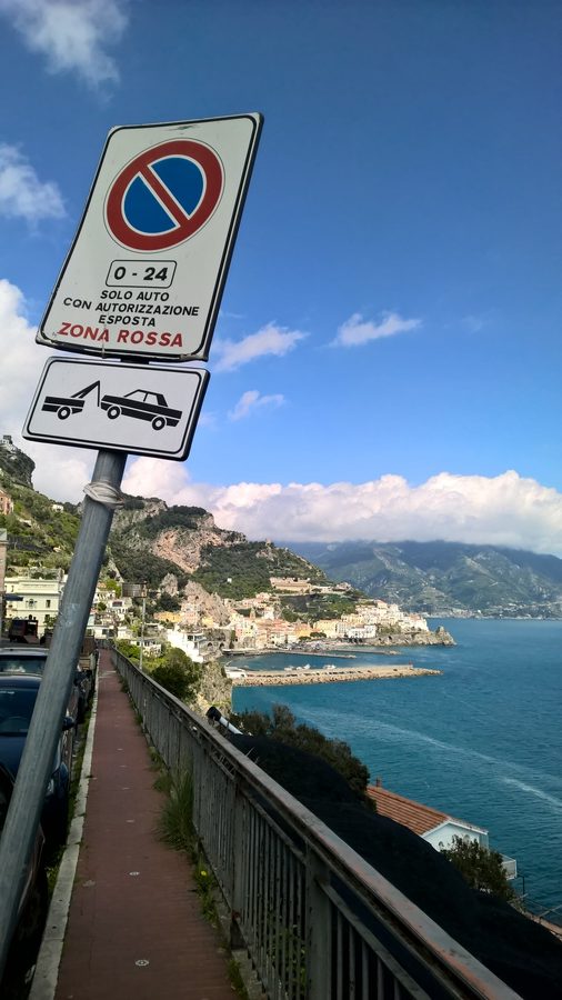 Parking sign, Amalfi coast, Italy, view, vista, spring, Amalfi