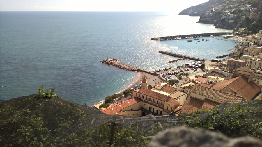 Amalfi view from the top, sunset, Italy
