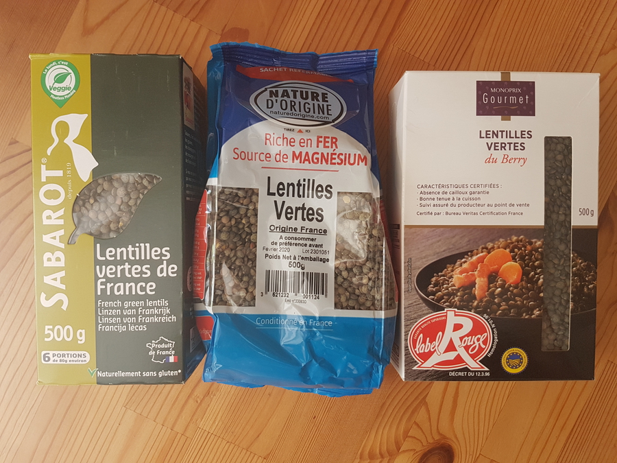 French green lentils. lentilles vertes de France, lentilles vertes du Berry, Paris food haul