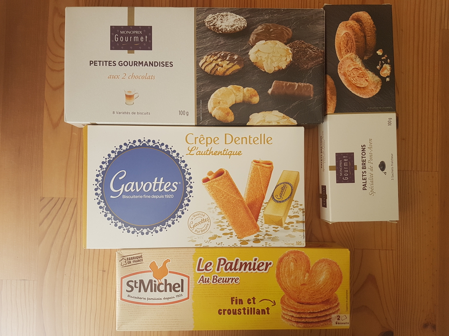 French cookies, crepes dentelles, palmiers, palets bretons, petits gourmandises, Paris haul food